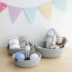 Set of 3 Cotton Rope Nesting Bowls Cute Closet <strong>Baskets</strong> and Bins for Shelves Mini <strong>Table</strong> <strong>Basket</strong> Organizer - Product Image 3