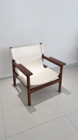 Fauteuil de loisirs éco-responsable de style moderne du milieu du siècle, structure en chêne/frêne massif, rembourrage en mousse, pieds en métal - Fauteuil d'appoint pour salon