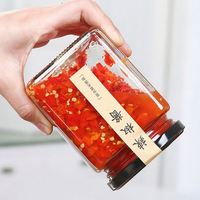 Stoples Kaca Kotak Klasik 200 ML Custom OEM ODM Buatan Tangan untuk Madu, Pasta Daging, Tutup Kedap Udara, Ramah Lingkungan, Tahan Lama, Multifungsi