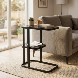 Modern Convertible Tempered Glass Coffee Table with Metal Frame and Storage Shelf for Living <b>Room</b> Furniture - Product Image 3