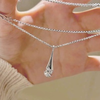 Collier en argent pur S925 avec pendentif flacon de parfum en moissanite pour femme, petit pendentif goutte d'eau, cadeau chic et sportif