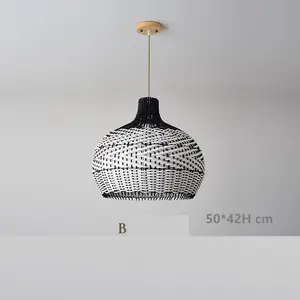 Lights For Home Modern Pendant Lights Japanese Paper Lamp Hand Woven Lampshades Style Chandelier Rattan Ceiling Bamboo
