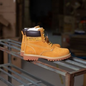 Wholesale Men's Brown Ankle-Height Work <b>Boots</b> Winter Outdoor Safety Comfort Construction Shoes Genuine Leather Lace-Up Autumn - Product Image 1