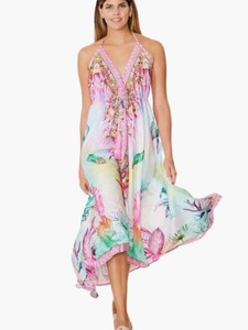 Robe longue ouverte à la poitrine, en polyester, sur mesure, colorée, style peplum, glamour, pas chère, pour femmes, robes tropicales pour les fêtes - Product Image 4