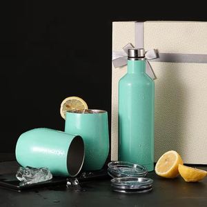 Termo de acero inoxidable para regalo de botella de vino tinto, vaso, 3 juegos, termo en forma de huevo, sublimación, juego de vino en blanco para regalo de Navidad - Product Image 4