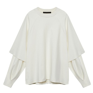 Raglan Long Sleeve <b>White</b> Oversize Loose Fit <b>Tee</b> Fashion Stylish 300GSM Boxy Layered T-Shirt - Product Image 2