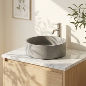 MOHOM Bassin en Ciment Durable MB001, Lavabos de Comptoir en Béton Faits Main, Capacité 16L, Garantie <span class=keywords><strong>1</strong></span> An pour Acheteurs B2B - Product Image 1
