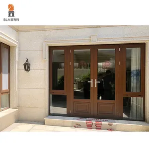 Thermal Double Glass Entry Minimalist Commercial Aluminum Graphic Design Stainless Steel Glass Door Modern Aluminum Alloy Villa