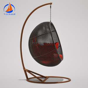 Columpio <span class=keywords><strong>colgante</strong></span> para jardín, Columpio de mimbre para jardín de metal para exteriores de ratán para adultos con cojines - Product Image 6