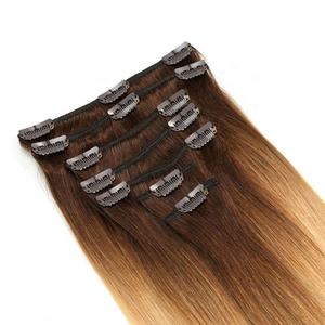 Wholesale 100% European Remy Virgin Human Hair <b>Extensions</b> Light Color Double Draw Invisible Seamless <b>Clip</b>-in Machine Double Weft - Product Image 3