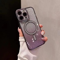 Pour iPhone 16 Pro Gradient Glitter Electroplated Magnetic Phone Case Bling Custom Mobile Phone Covers 15 Pro Max Cases