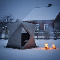 Tente de sauna familiale Warmfire pour 4 à 8 personnes, une chambre, quatre saisons, en tissu Oxford 300D/900D, imperméable, triple couche, coupe-vent, grande fenêtre