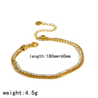 Bracelet de luxe multicouche en zircon, bijoux en acier inoxydable plaqué or 18 carats PVD, élégant, résistant à l'eau et à la décoloration, bijoux tendance