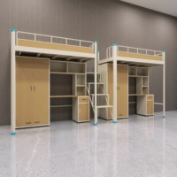 Lit superposé moderne en métal pour dortoir scolaire avec bureau intégré, design de lit superposé