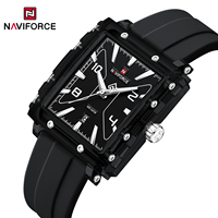 NAVIFORCE Officiel 6112 Montre en Polycarbonate et Silicone à Quartz, Chiffres Romains, Montre Sport Chic pour Lycéens