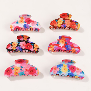 Grande pince à cheveux florale colorée en plastique, accessoires pour cheveux avec design floral flexible - Product Image 2