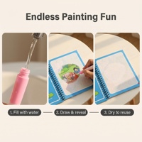 Livre de dessin et d'écriture à l'eau magique coloré pour enfants - Jouet éducatif avec pages en papier réutilisables