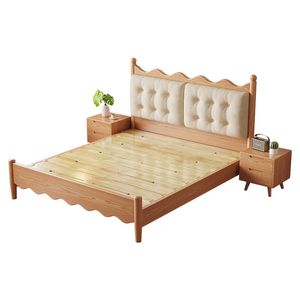<span class=keywords><strong>Cama</strong></span> Escandinava de Madera Maciza con Cabecera Tapizada y Diseño Caprichoso - Product Image 5