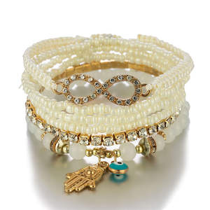 Bohemio Vintage Venta caliente pulsera ojo mano colgante conjunto <span class=keywords><strong>6</strong></span> pulseras mujer joyería de moda - Product Image 1
