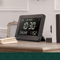 Horloge numérique islamique de prière Azan pour mosquée, avec alarme, son multi-Athan, date, semaine et température – Idéale pour les voyages