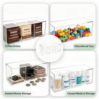 Organisateur de dosettes de café en acrylique avec couvercle, rangement transparent à 3 compartiments pour bar à café, pour capsules individuelles et portions de crème