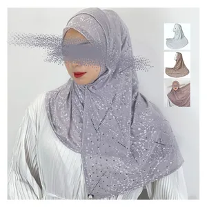 美丽头巾高级运动衫连衣裙女性马来西亚蕾丝褶边披肩穆斯林提花头巾
