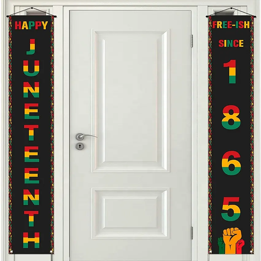 Gelukkige Juneteenth Black History Freedom Day Festival Decoratieve Hangende Bannerdeurvlaggen