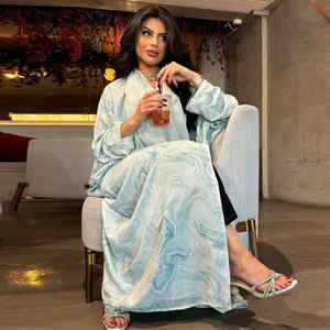 ชุดเดรสอาบายาแบบเปิดชุดกิโมโนอิสลามสำหรับผู้หญิงชุดเดรสดูไบคาฟตันพร้อมฮิญาบ - Product Image 1