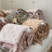 Couette en coton pour enfants, imprimée de dessins animés, couverture en gaze double couche, lavable en machine, pour le printemps, l'automne et l'hiver