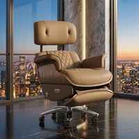 Chaise de bureau ergonomique en cuir de luxe confortable, moderne, pour PDG, direction, inclinable électriquement, avec massage, refroidissement et réglage.