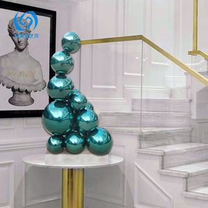 Sculpture de boule en acier inoxydable Jihe, décor abstrait géométrique irrégulier pour table, hôtel, hall, club-house, entrée. - Product Image 1