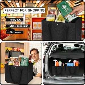 Promotion écologique 2mm gris sac fourre-tout en feutre réutilisable sac à main façonné pour la livraison de nourriture Shopping Logo personnalisé matériau principal PP - Product Image 6