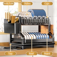 Égouttoir à vaisselle de cuisine à 2 niveaux Bol de rangement multifonctionnel et égouttoir à vaisselle avec porte-gobelet