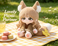 Peluche personnalisée de fille chat en coton doux, avec tailles et couleurs sur mesure pour les fans d'anime