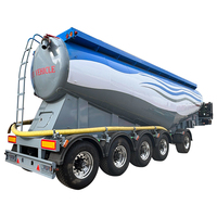 Truk Tangki Pengangkut Mortar Kering Fly Ash Bubuk Kering Semi Trailer Dengan Kompresor Udara 4 As Roda Tangki Semen Curah Semi Trailer