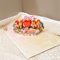 Carte de voeux 3D stéréoscopique pour la fête des mères, carte de sculpture en papier joyeux anniversaire, petite carte de bénédiction