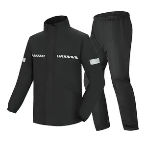 New Adjustable Design Black Motorcycle Reflective Waterproof Raincoat