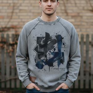 Sudadera con capucha de algodón pesado desgastado estilo vintage con mangas raglán, precio bajo, TKAN895D, streetwear, oversize para hombre - Product Image 1