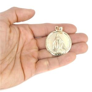 Pendentif rond plaqué or Médaille Miraculeuse Vierge Marie, bijou religieux unisexe, idéal pour cadeau, vente en gros, personnalisation prise en charge - Product Image 4