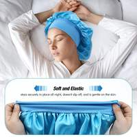 Bonnet de nuit en satin uni JARNIER, doux, avec large bande extensible, bonnet en soie pour cheveux bouclés ou raides, protection capillaire de nuit