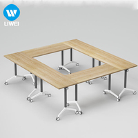 Bureau de formation mobile moderne à plateau rabattable, empilable, à roulettes, pliable et réglable pour bureau, salle de classe et salle de conférence