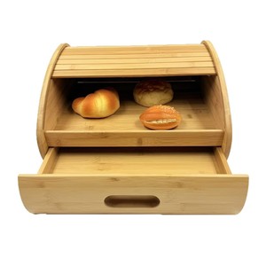 Bamboo Bread <b>Storage</b> Rack With <b>Drawer</b> For Kitchen Bakery Items - Product Image 1