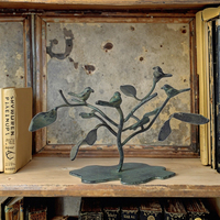 Antique Verdigris Fonte Oiseaux Branche Sculpture Gravé En Métal Artisanat pour Jardin Décor À La Maison Sculpté Figurine pour Objet De Table