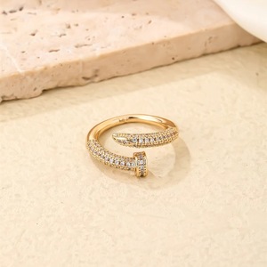 Nieuwe mode Europese en Amerikaanse hiphop <span class=keywords><strong>punk</strong></span> gebogen nageldesign zirkoon vergulde <span class=keywords><strong>ring</strong></span> voor zowel mannen als vrouwen - Product Image 2