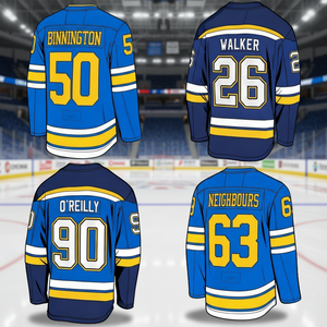 Jersey de Hockey de St. Louis Cosido en Azul # 63 Vecinos de Jake # 50 Binnington Spandex/Algodón de Secado Rápido Talla M para Hombre Adulto - Product Image 1