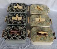 3-teiliges Set 3L 4L 5L Isolierte Speisenwärmer aus Edelstahl mit Golddetails zum Warmhalten von Currys und Reis
