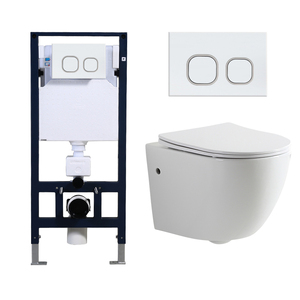 <span class=keywords><strong>WC</strong></span> <span class=keywords><strong>suspendu</strong></span> moderne en céramique sans bride, à fixation murale - Product Image 1