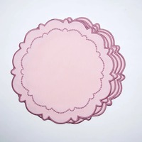Napperons en lin bleu clair festonnés avec bordure brodée à pois, style vintage français, en tissu, diamètre 400 mm, non toxiques, lavables