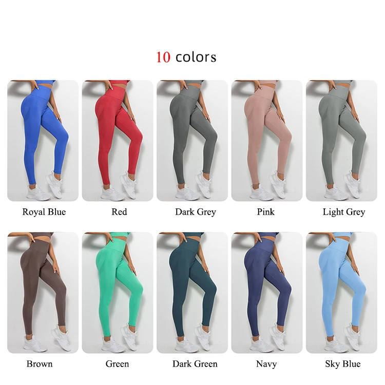 2022 New Style Wholesale Seamless Solid Color Butt Lifting High Elastic Gym Fitness Amazon Women Yoga Pants Tik Tok Leggings
