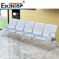 Ekintop Chaise d'attente moderne en acier chromé 3 places Station d'hôpital Réception Banc d'attente Chaise